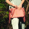 Pochette frange – tessuto rosa/ oro